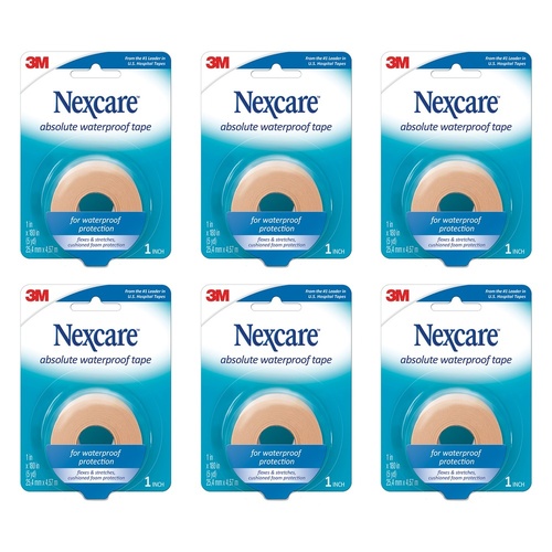 Nexcare Absolute Waterproof First Aid Tape 4.5 Metres Pack of 6