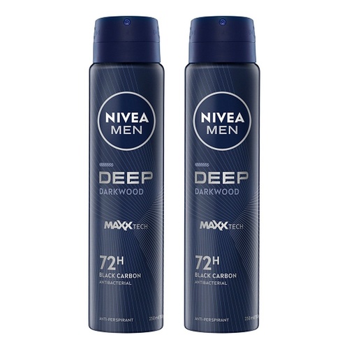 NIVEA MEN DEEP Darkwood 72H Anti-Perspirant 250mL Pack of 2