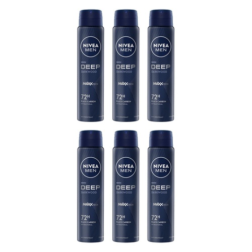 NIVEA MEN DEEP Darkwood 72H Anti-Perspirant 250mL Pack of 6