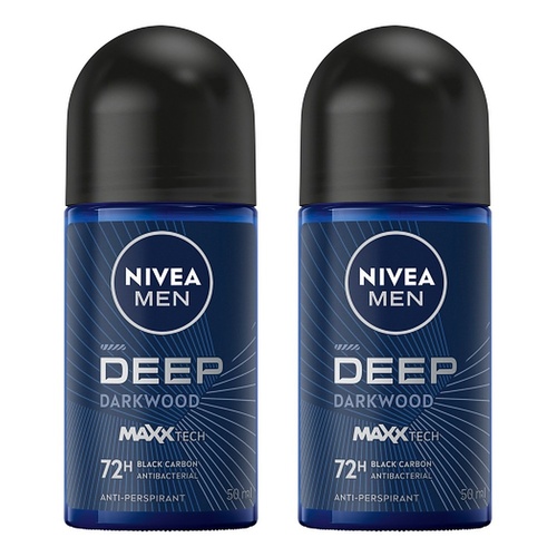 NIVEA MEN DEEP Darkwood 72H Anti-Perspirant 50mL Pack of 2