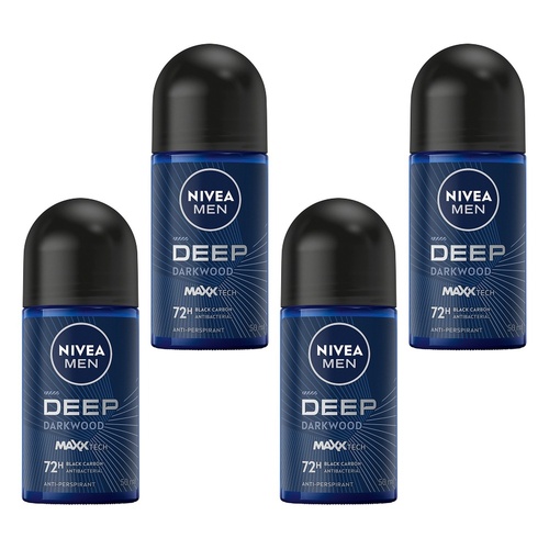 NIVEA MEN DEEP Darkwood 72H Anti-Perspirant 50mL Pack of 4