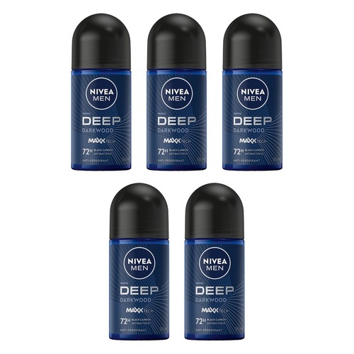 NIVEA MEN DEEP Darkwood 72H Anti-Perspirant 50mL Pack of 5
