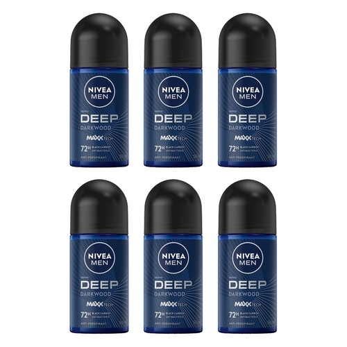 NIVEA MEN DEEP Darkwood 72H Anti-Perspirant 50mL Pack of 6