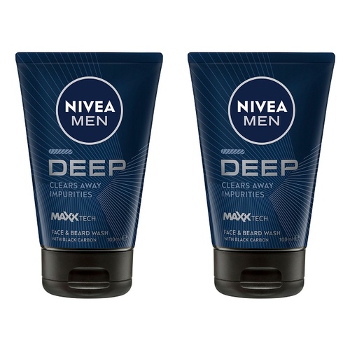 Nivea Men Deep Face & Beard Wash 100mL Pack of 2