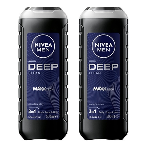 NIVEA MEN Deep Clean Shower Gel 500mL Pack of 2