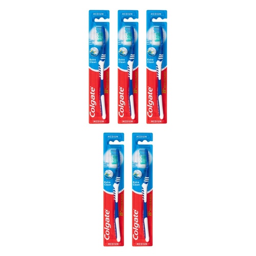 Colgate Extra Clean Manual Toothbrush, Medium Bristles Pack of 5