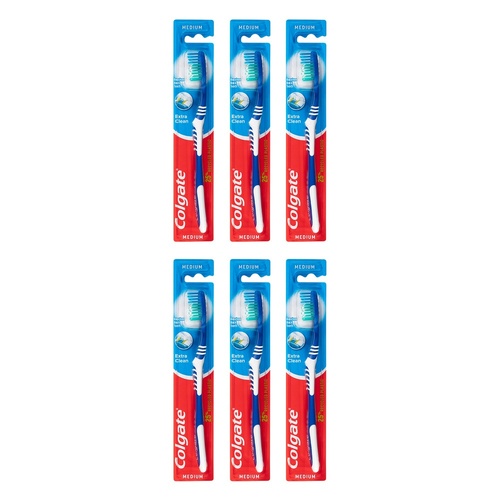 Colgate Extra Clean Manual Toothbrush, Medium Bristles Pack of 6