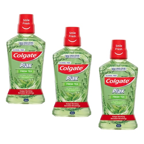 Colgate Plax Mouthwash Fresh Tea 500mL x 4 Bundle of 3