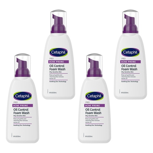 Cetaphil Pro Acne Prone Oil Control Foam Wash 236mL Pack of 4