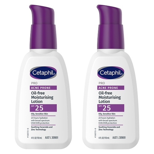 Cetaphil Pro Acne Prone Oil Free Moisturising Lotion SPF 25 118mL Pack of 2