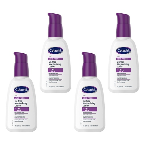 Cetaphil Pro Acne Prone Oil Free Moisturising Lotion SPF 25 118mL Pack of 4