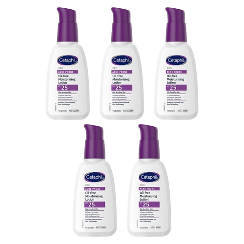 Cetaphil Pro Acne Prone Oil Free Moisturising Lotion SPF 25 118mL Pack of 5