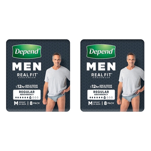 Depend Realfit Underwear for Men Medium 8 Pack x 4 Bundle of 2