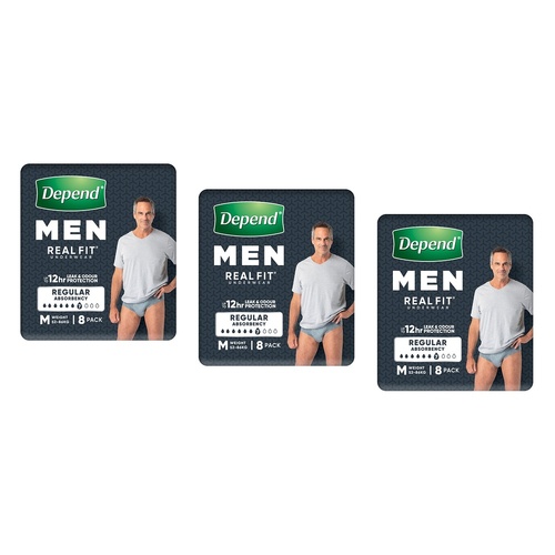 Depend Realfit Underwear for Men Medium 8 Pack x 4 Bundle of 3