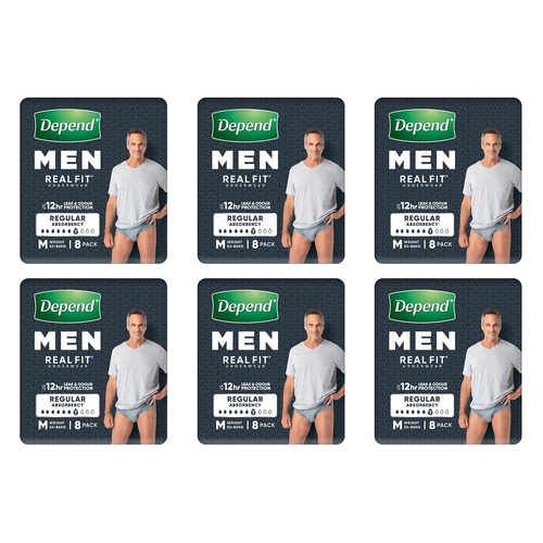 Depend Realfit Underwear for Men Medium 8 Pack x 4 Bundle of 6