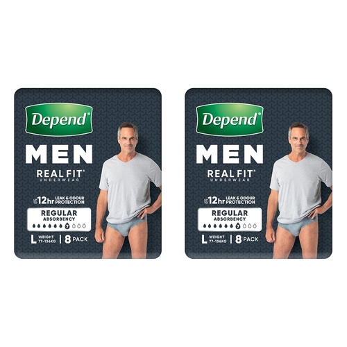 Depend Realfit Underwear for Men Large 8 Pack x 4 Bundle of 2