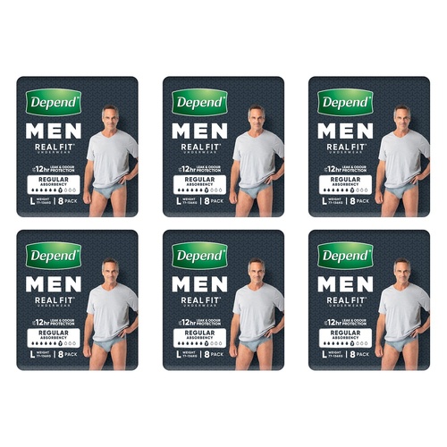 Depend Realfit Underwear for Men Large 8 Pack x 4 Bundle of 6