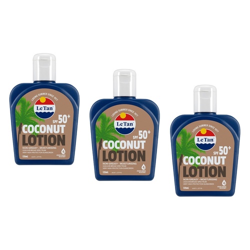 Le Tan Coconut Lotion SPF50+ 125mL Pack of 3