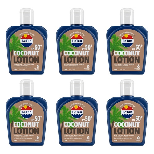 Le Tan Coconut Lotion SPF50+ 125mL Pack of 6
