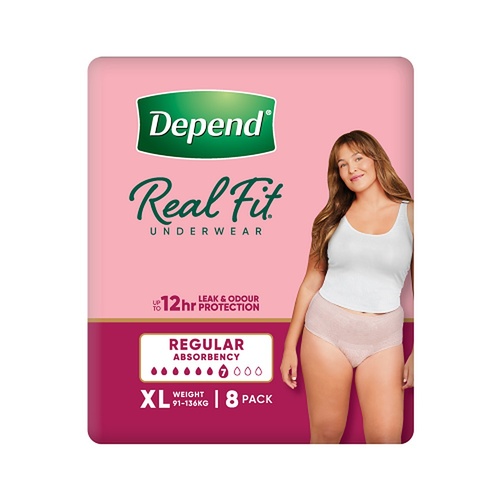 Depend Real Fit Underwear for Women Regular Absorbency XL 8 Pack x 4