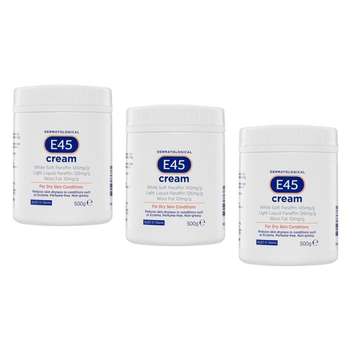 E45 Cream For Dry Skin Conditions 500g Pack of 3