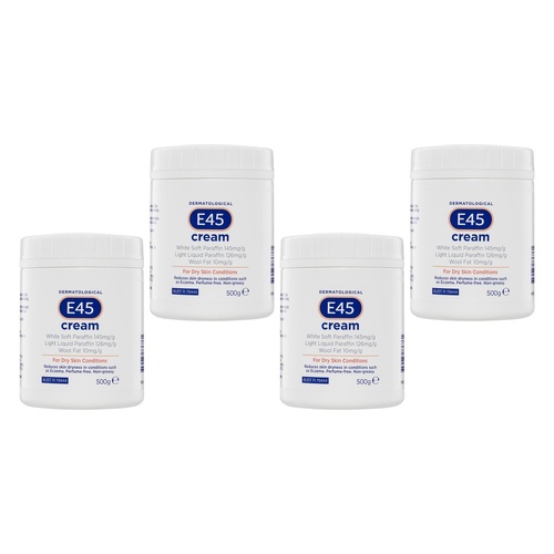 E45 Cream For Dry Skin Conditions 500g Pack of 4