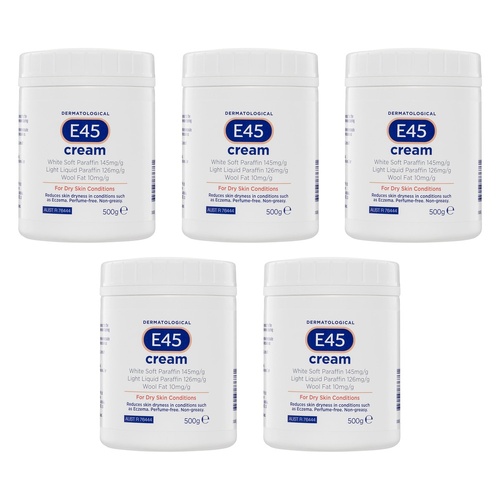 E45 Cream For Dry Skin Conditions 500g Pack of 5