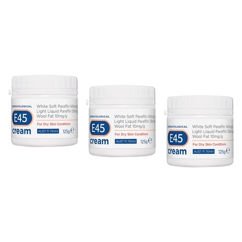 E45 Cream For Dry Skin Conditions 125g Pack of 3