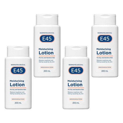 E45 Moisturising Lotion for Dry Skin 200mL Pack of 4
