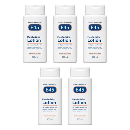 E45 Moisturising Lotion for Dry Skin 200mL Pack of 5