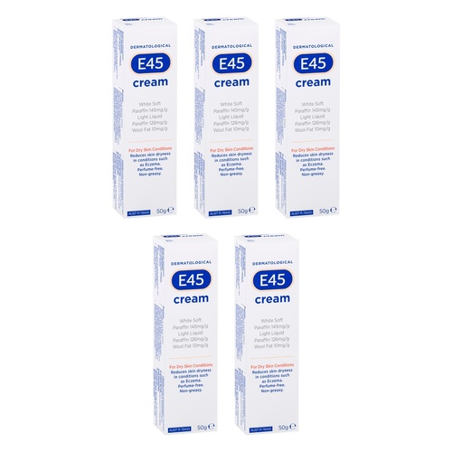 E45 Cream For Dry Skin Conditions 50g Pack of 5