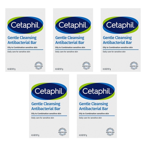 Cetaphil Gentle Cleansing Antibacterial Bar 127g Pack of 5