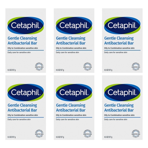 Cetaphil Gentle Cleansing Antibacterial Bar 127g Pack of 6