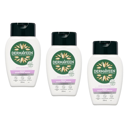 DermaVeen Extra Hydration Gentle Wash for Dry, Itchy & Sensitive Skin Pack of 3