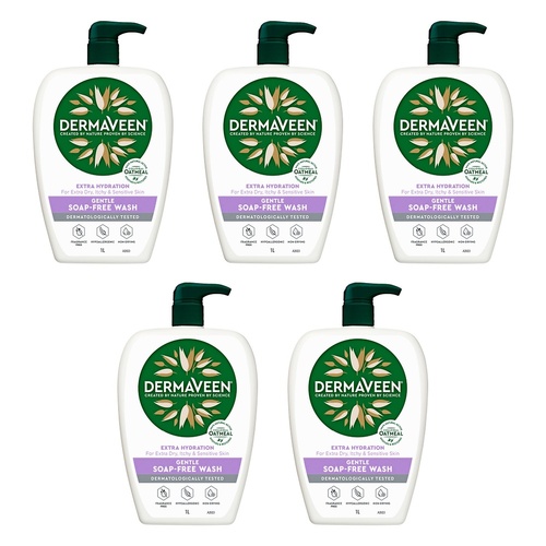 DermaVeen Extra Hydration Gentle Wash for Dry, Itchy & Sensitive Skin Pack of 5