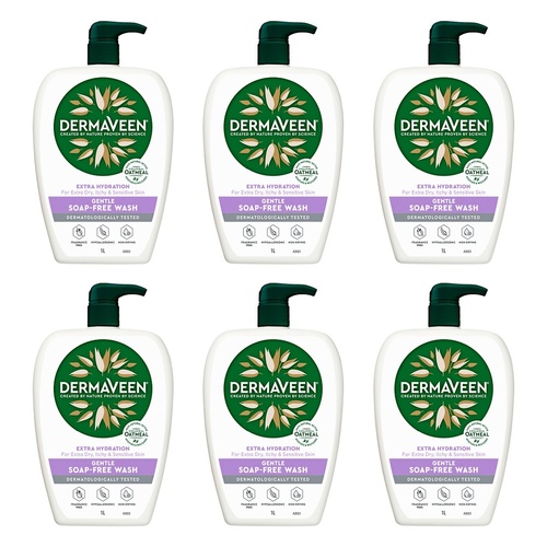 DermaVeen Extra Hydration Gentle Wash for Dry, Itchy & Sensitive Skin Pack of 6