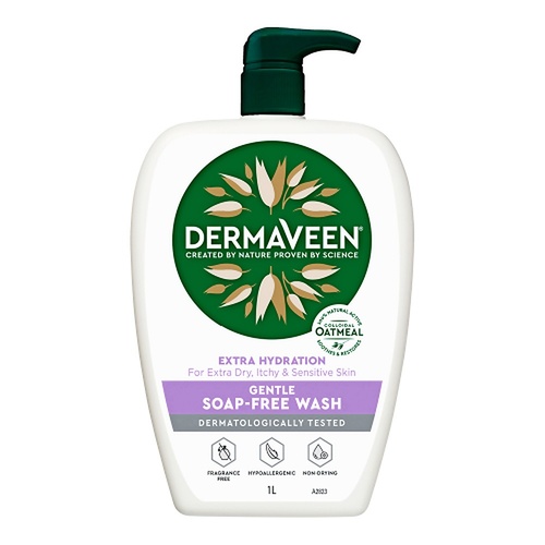 DermaVeen Extra Hydration Gentle Wash for Dry, Itchy & Sensitive Skin 1L