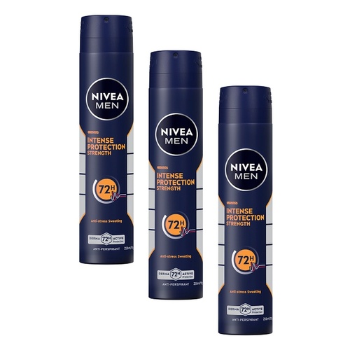 NIVEA MEN Intense Protection Strength Aerosol 250mL Pack of 3