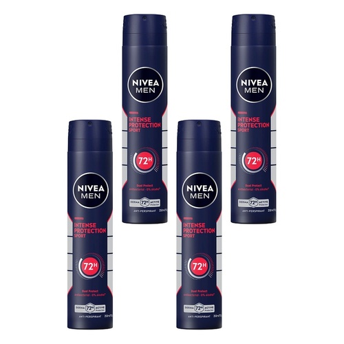 NIVEA MEN Intense Protection Sport Anti-Perspirant Aerosol 250mL Pack of 4