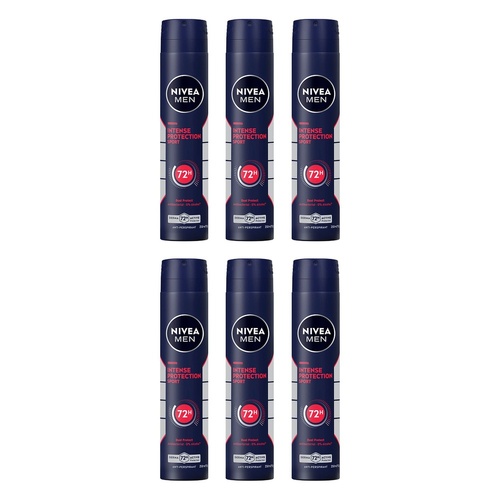 NIVEA MEN Intense Protection Sport Anti-Perspirant Aerosol 250mL Pack of 6