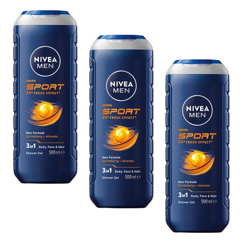 NIVEA Men Sport Shower Gel 500mL Pack of 3