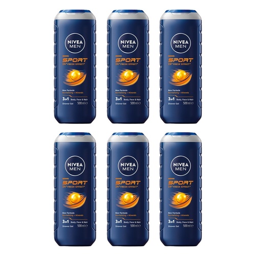 NIVEA Men Sport Shower Gel 500mL Pack of 6