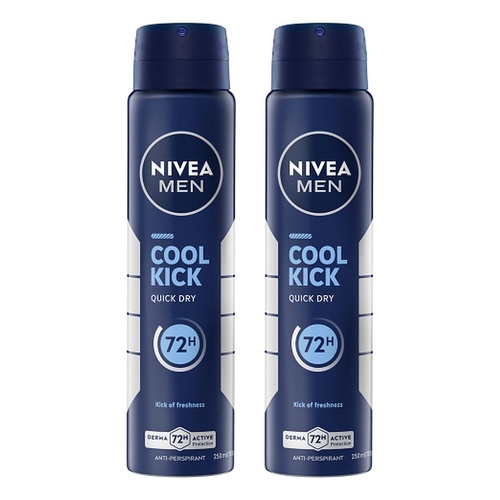 Nivea Men Cool Kick 72H Anti-Perspirant 250mL Pack of 2