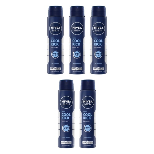 Nivea Men Cool Kick 72H Anti-Perspirant 250mL Pack of 5