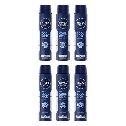 Nivea Men Cool Kick 72H Anti-Perspirant 250mL Pack of 6