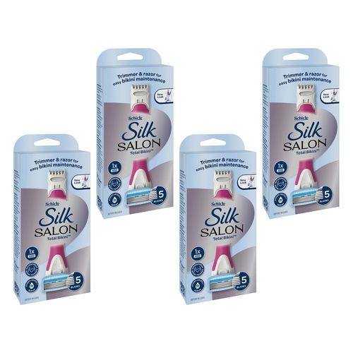 Schick Silk Salon Total Bikini Razor & Trimmer Kit Pack of 4