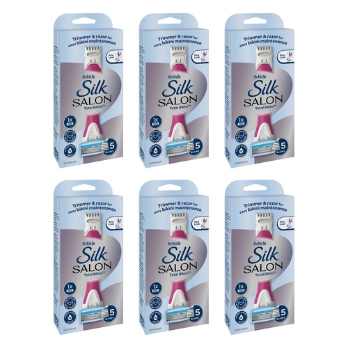 Schick Silk Salon Total Bikini Razor & Trimmer Kit Pack of 6