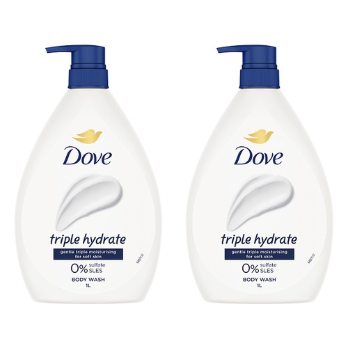 Dove Triple Hydrate Body Wash 1L x 3 Bundle of 2
