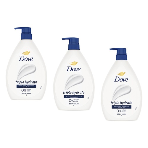 Dove Triple Hydrate Body Wash 1L x 3 Bundle of 3