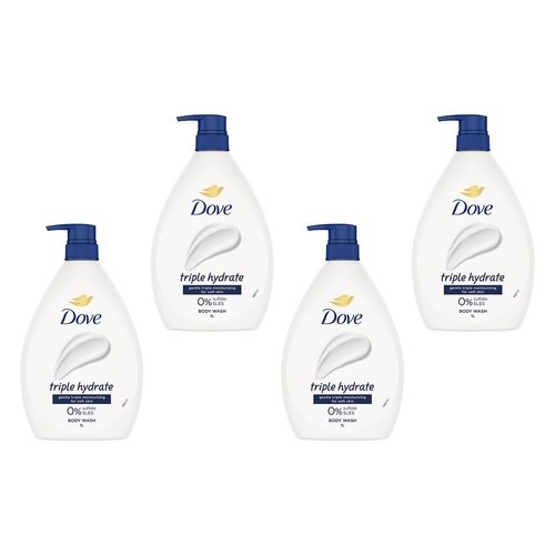 Dove Triple Hydrate Body Wash 1L x 3 Bundle of 4